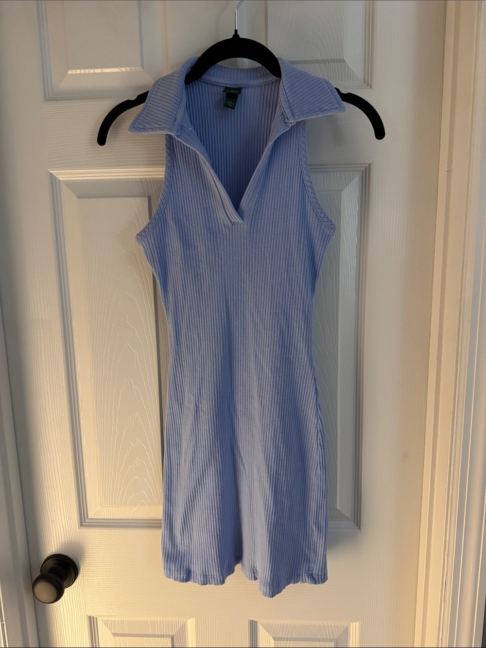 wild fable Light Blue Ribbed Sleeveless Polo Dress